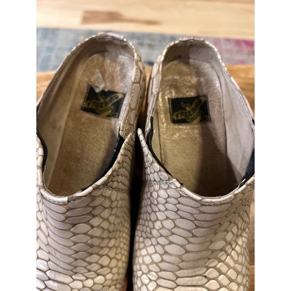 Freebird Shae Cream Snake Print Leather Ankle Booties Heeled Women's Size 8 - Picture 4 of 7